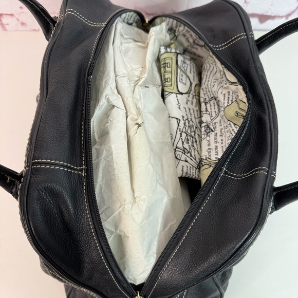 BARR + BARR Black Pebbled Leather White Stitching Large Doctor Bag Satchel NWOT - Picture 12 of 15